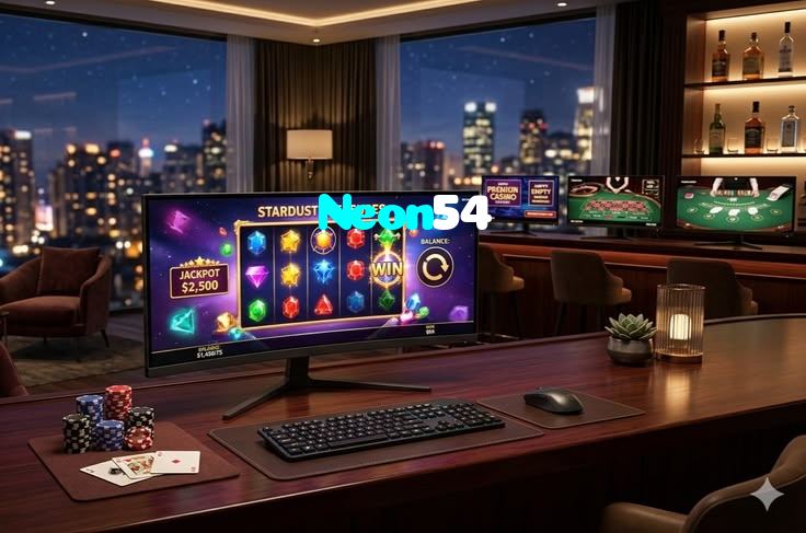 Neon54 casino presented on mobile device in Pakistan with slots and live games